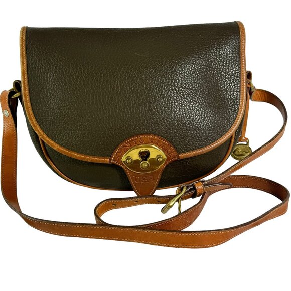DOONEY AND BOURKE The Cavalry Trooper Olive Green & Tan Leather Crossbody Bag